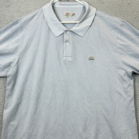 Faherty Other - Faherty Polo Shirt Mens 2XL Light Blue Casual Rugby Short Sleeve Stretch Logo